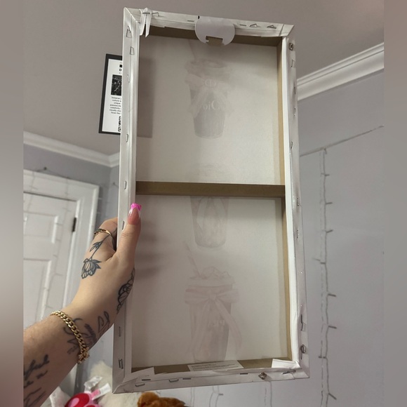 Designer Iced Coffee Art Canvas Glittery NWT bows Prada LV DIOR - Picture 5 of 5